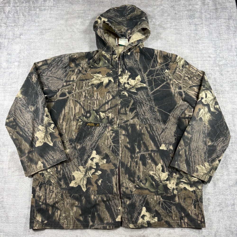 Vintage Golden Retriever Jacket Mens Large Green Camo Hoodie Mossy Oak Utility
